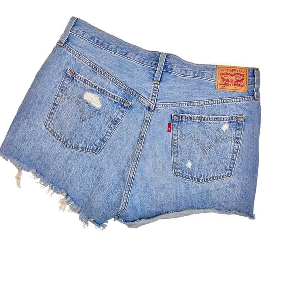 LEVIS 501 Button Fly Coastal Cowgirl Summer Grunge Festival Shorts Raw Hem 30" - Picture 6 of 7